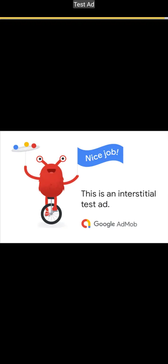 A full-screen ad shown before an invoice is shared